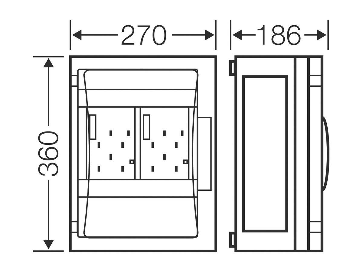 Zählergehäuse leer mit Tür 270×360×186mm ENYSTAR