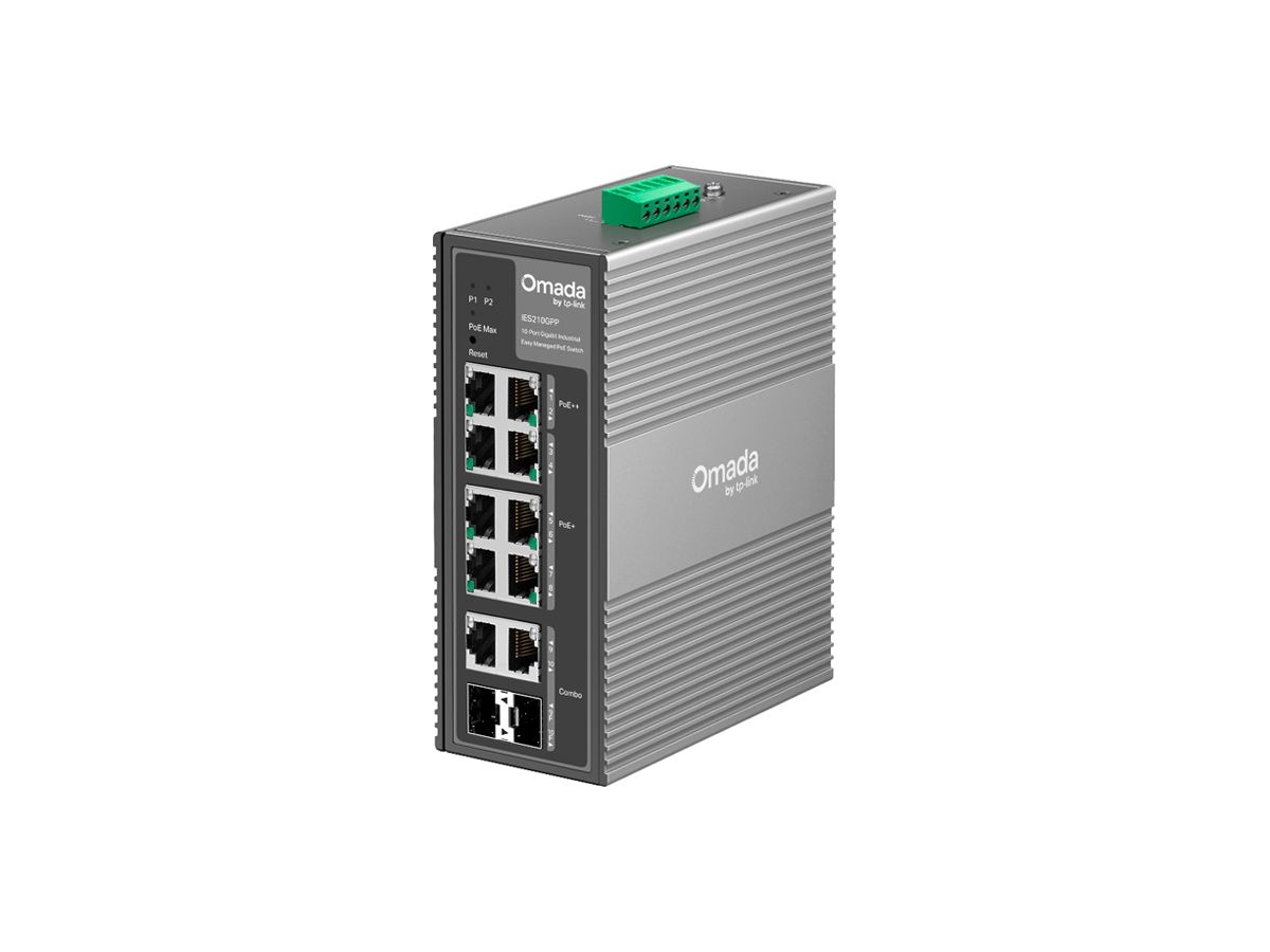 Switch TP-Link Omada IES210GPP 8×RJ45-GbE 2×RJ45/SFP PoE++ 8×PoE