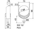 Schnellverleger BET 2056 U-Fuss Metall 58…64mm 1×Kabel A4 1.4571