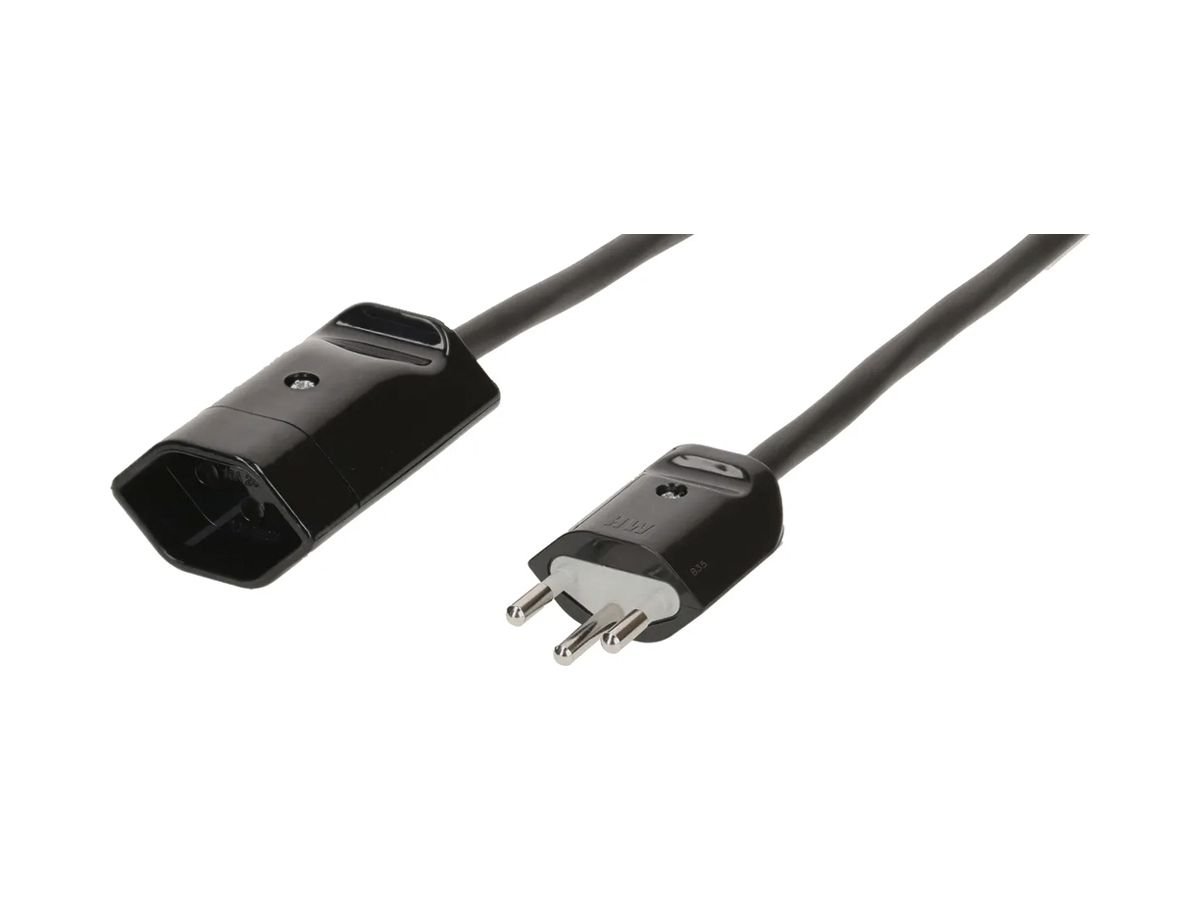 Verlängerungskabel MAX HAURI Td 3×1mm² 1m schwarz Stecker T12/13