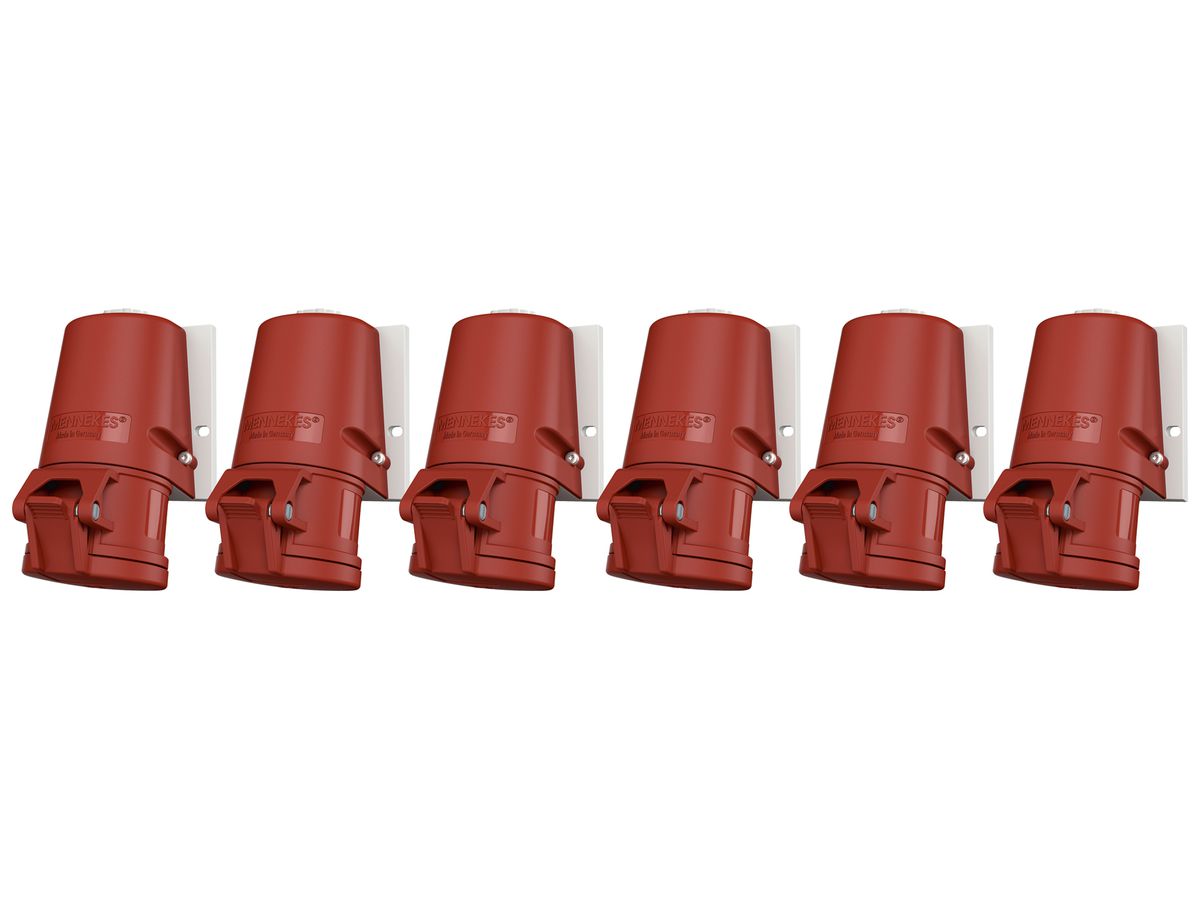 AP-Steckdose-Set CEE Mennekes 3LNPE 32A rot 6 Stück