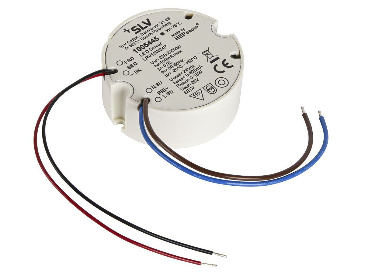 EB-LED-Konverter SLV LRV15W24P, 15W 24VDC max. 625mA