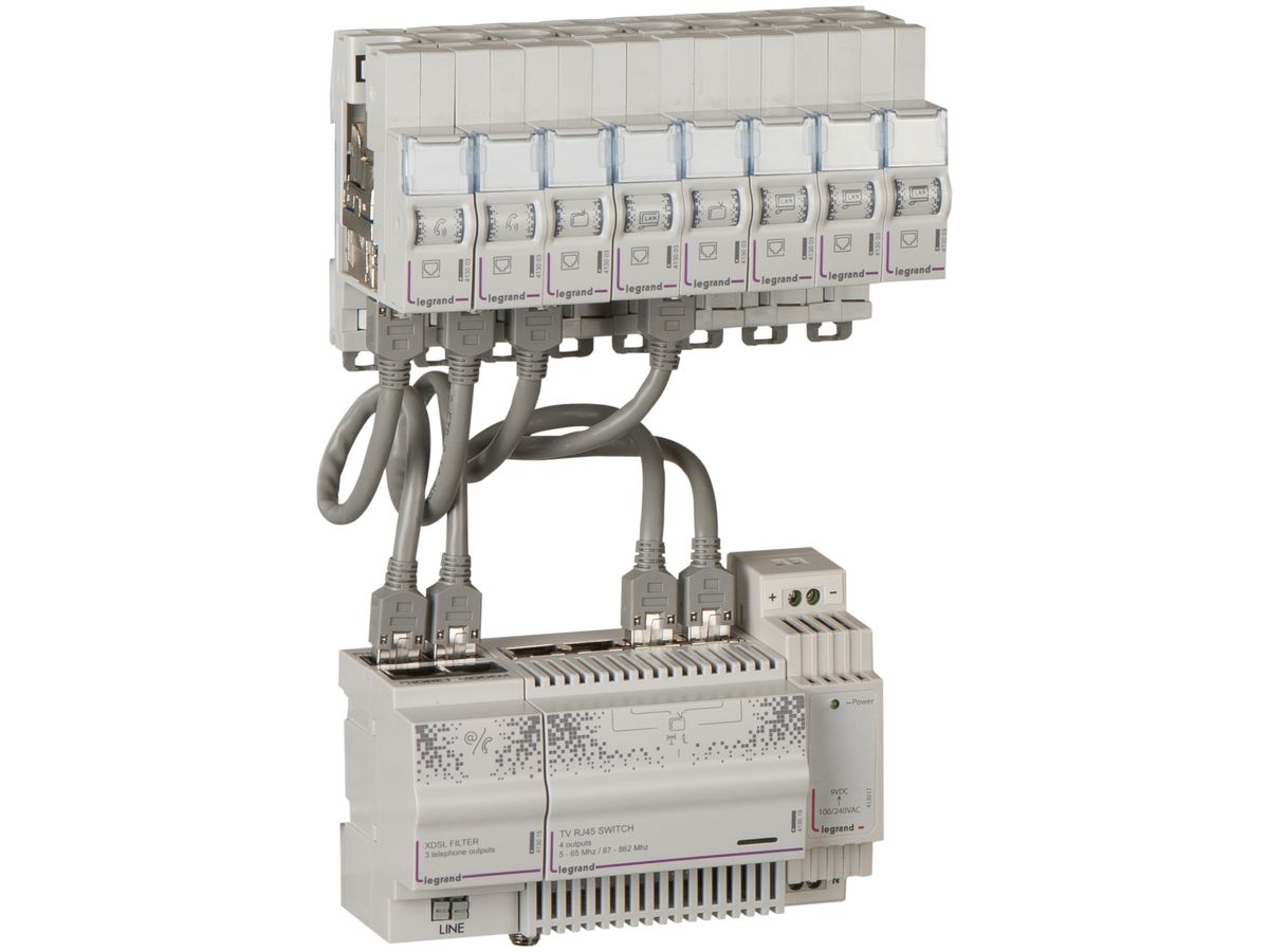 Komplettset Netzwerk Legrand Optimum manuel Satellit für 8 RJ45