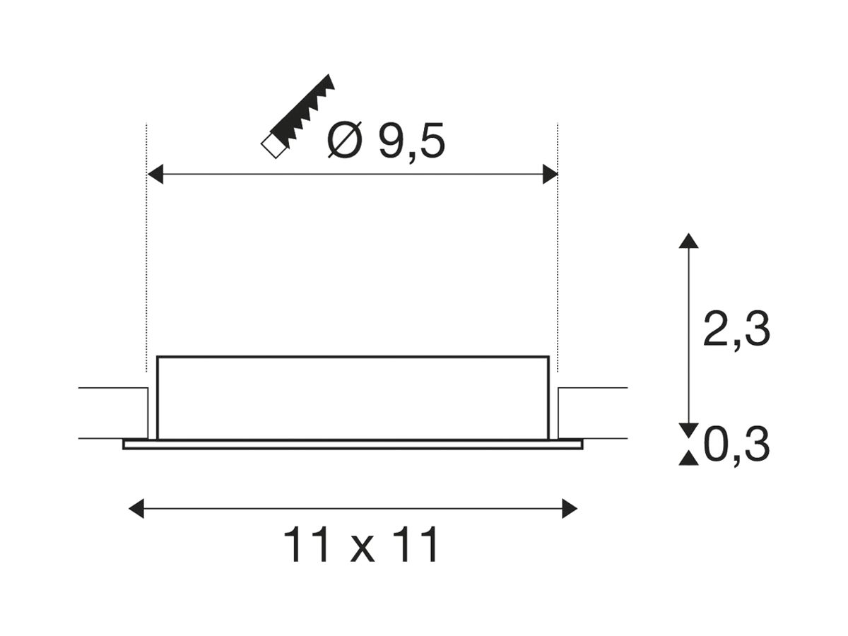 Einbaurahmen SLV NEW TRIA 95 Aluminium Ø110×26mm Messing