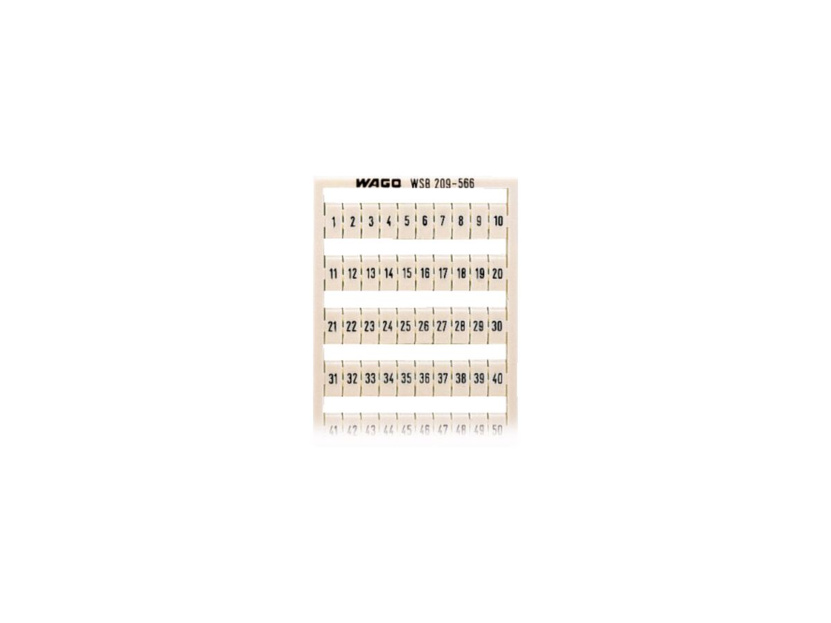 Bezeichnungskarte WAGO 2×1…50 weiss