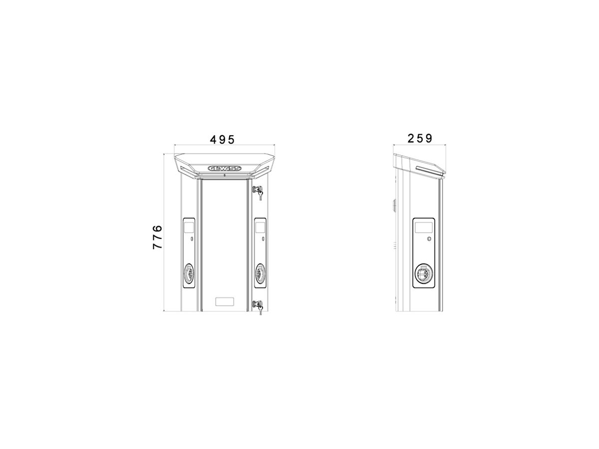 Ladestation Gewiss JOINON I-ON EVO 3-phasig 2×22kW 495×726×259mm