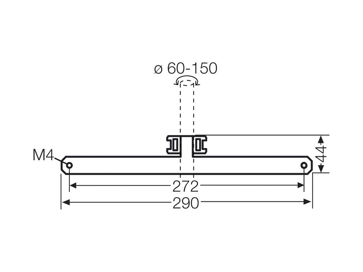 Befestigungsset Hensel f.befestigung von Mi-Gehäusern an Rohr, 60…150mm B=290mm