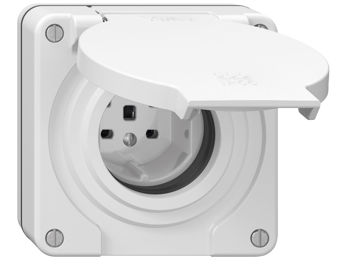 UP-Steckdose NEVO SNAPFIX® 1×T25 16A 250V 87×87×32mm IP55 ws