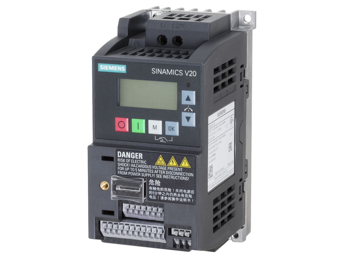 Frequenzumrichter Siemens SINAMICS V20 0.25kW 1/3AC Klasse B Modbus