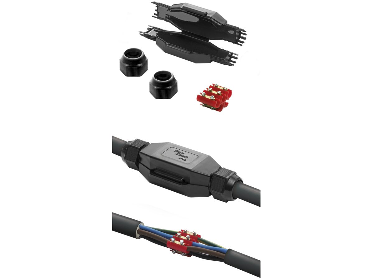 Verbindungsmuffe Raytech TOM-N, mit Gel, Kabel Ø 19…23mm, IP68 schwarz