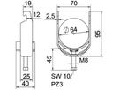 Schnellverleger BET 2056 U-Fuss Kunststoff 58…64mm 1×Kabel Aluminium