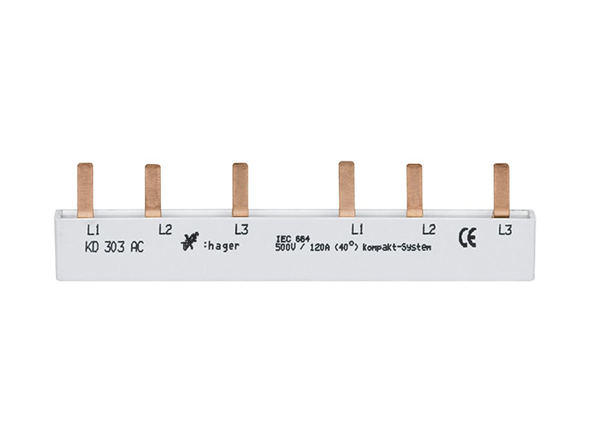 Phasenschiene Hager 3P 3L Stift weiss