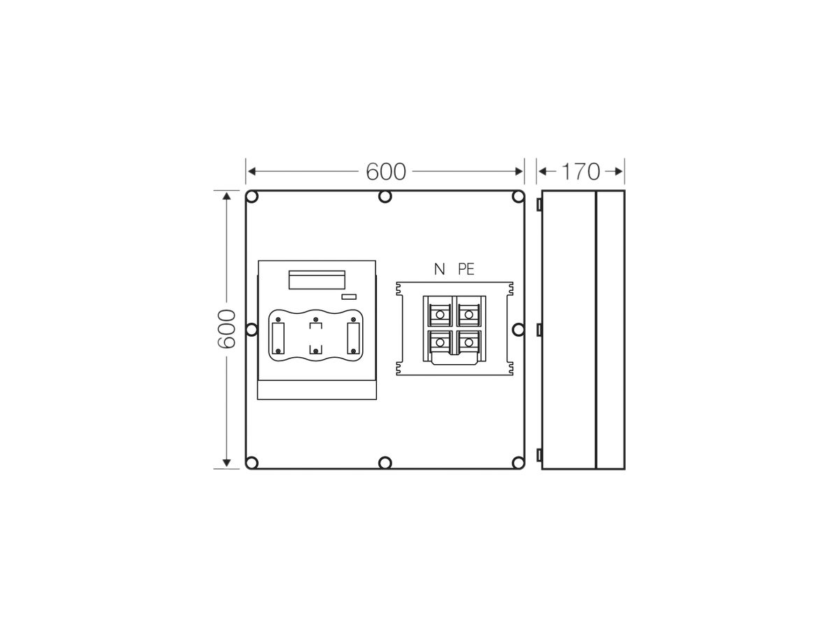 NH-Gehäuse Hensel Mi, 1×NH 3, 630A 3P+PE+N