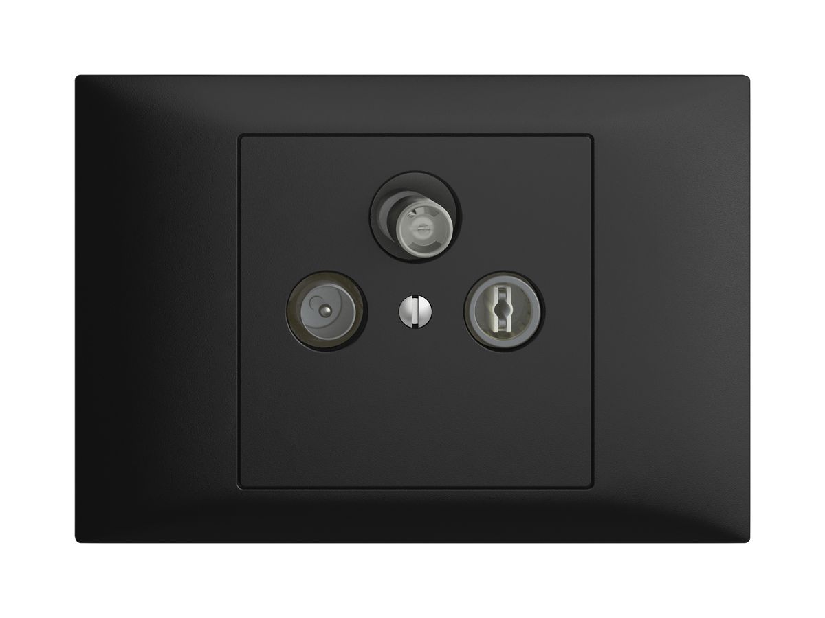 EB-Stichdose SAT/TV DB52 EDIZIOdue schwarz mit IEC/F-Anschluss