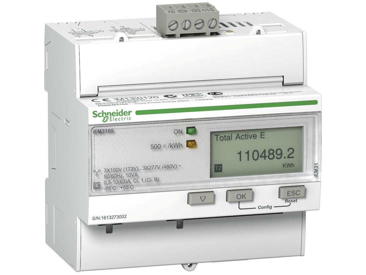 REG-Energiezähler Schneider Electric iEM3165 MID 3P+N 63A BACnet Import/Export