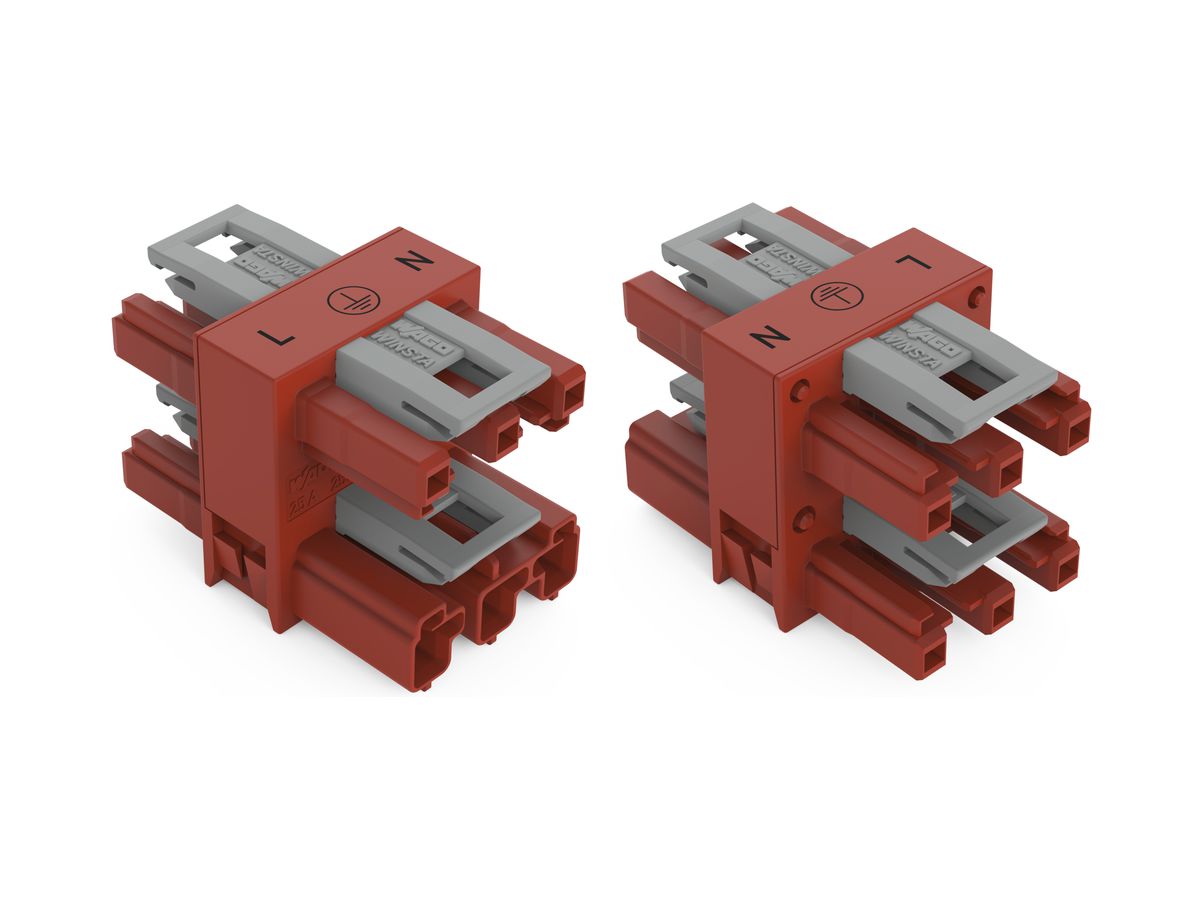 Verteilerblock WINSTA MIDI 770 3L 1 Stecker/3 Buchsen Cod.P rot