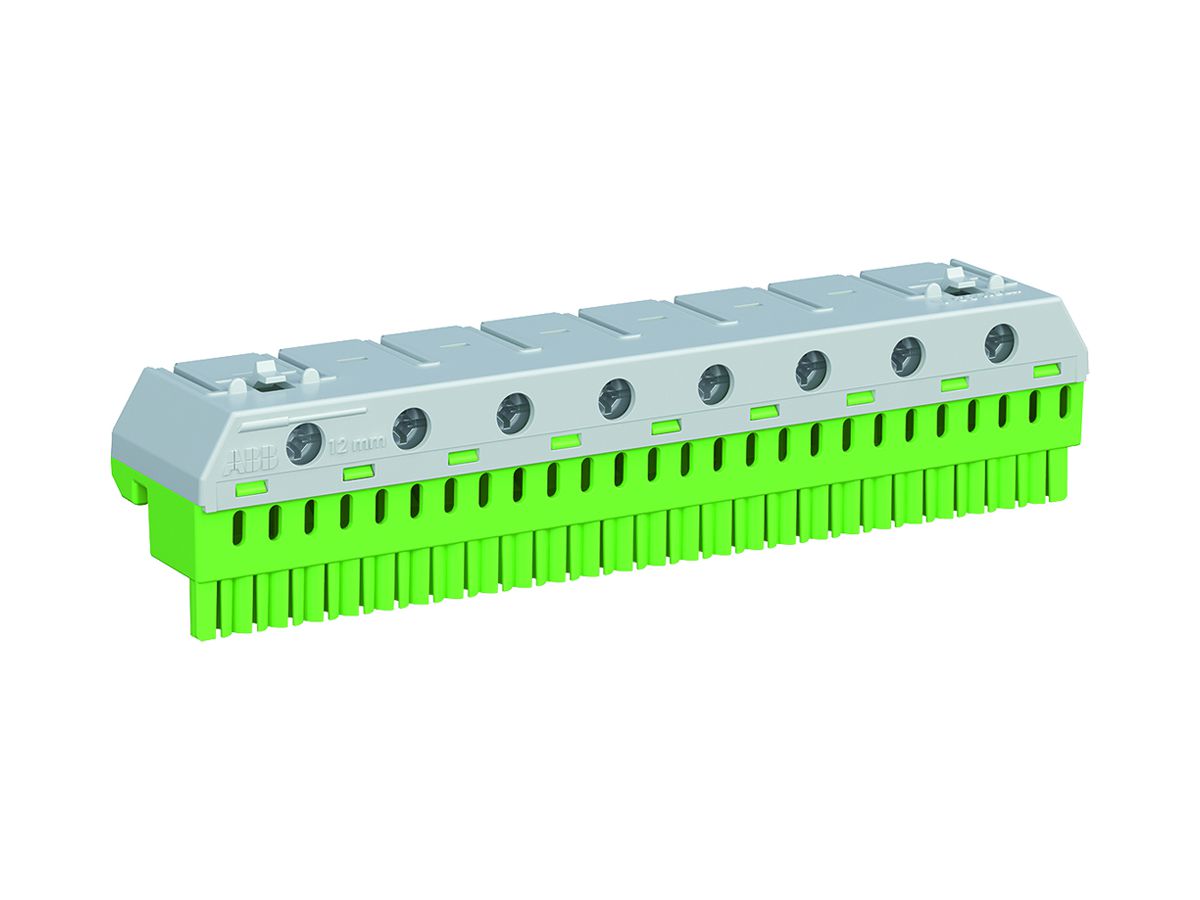 Klemmenblock ABB ZK268G, 63A, 8×2.5…25mm²+26×1.5…4mm² (Quick), gelb-grün