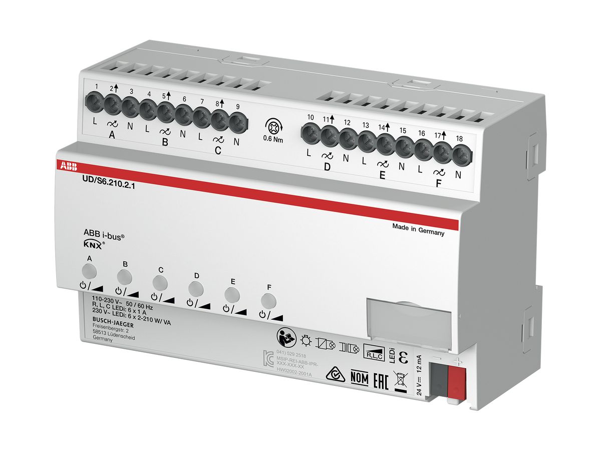 REG-Dimmaktor ABB KNX UD/S 6.210.2.1, 6×210W