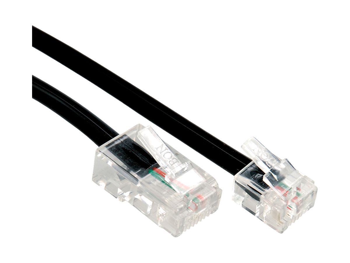 Telefonkabel RJ11/RJ45 SECOMP flach schwarz 1m
