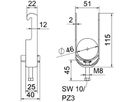 Schnellverleger BET 2056 W-Fuss Kunststoff 40…46mm 1×Kabel Stahl tfZn