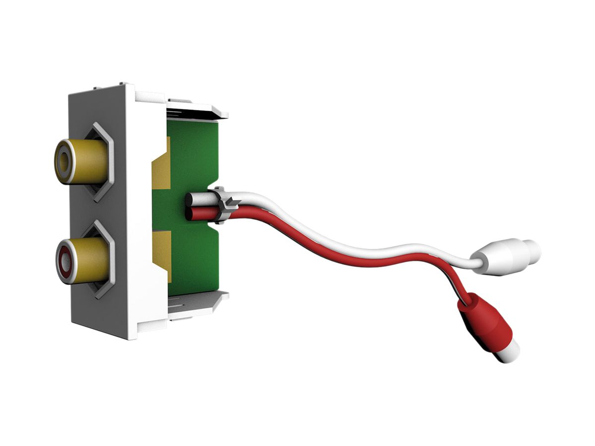 RCA-Modul Cecoflex für AV-Montagesystem, 2×RCA f/f, Kabel, weiss