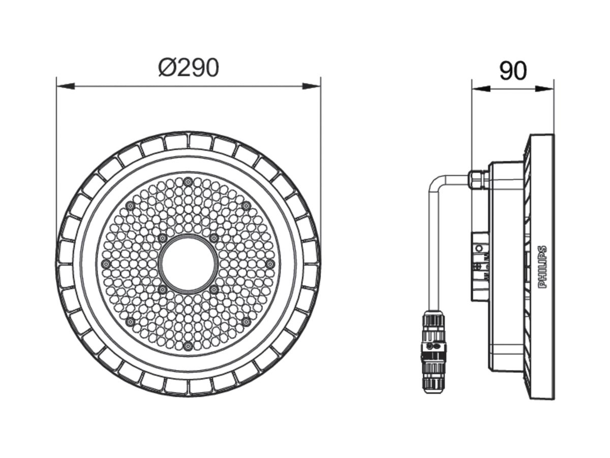 LED-Hallenstrahler CoreLine BY120P 67W 10500lm 6500K IP65 WB grau