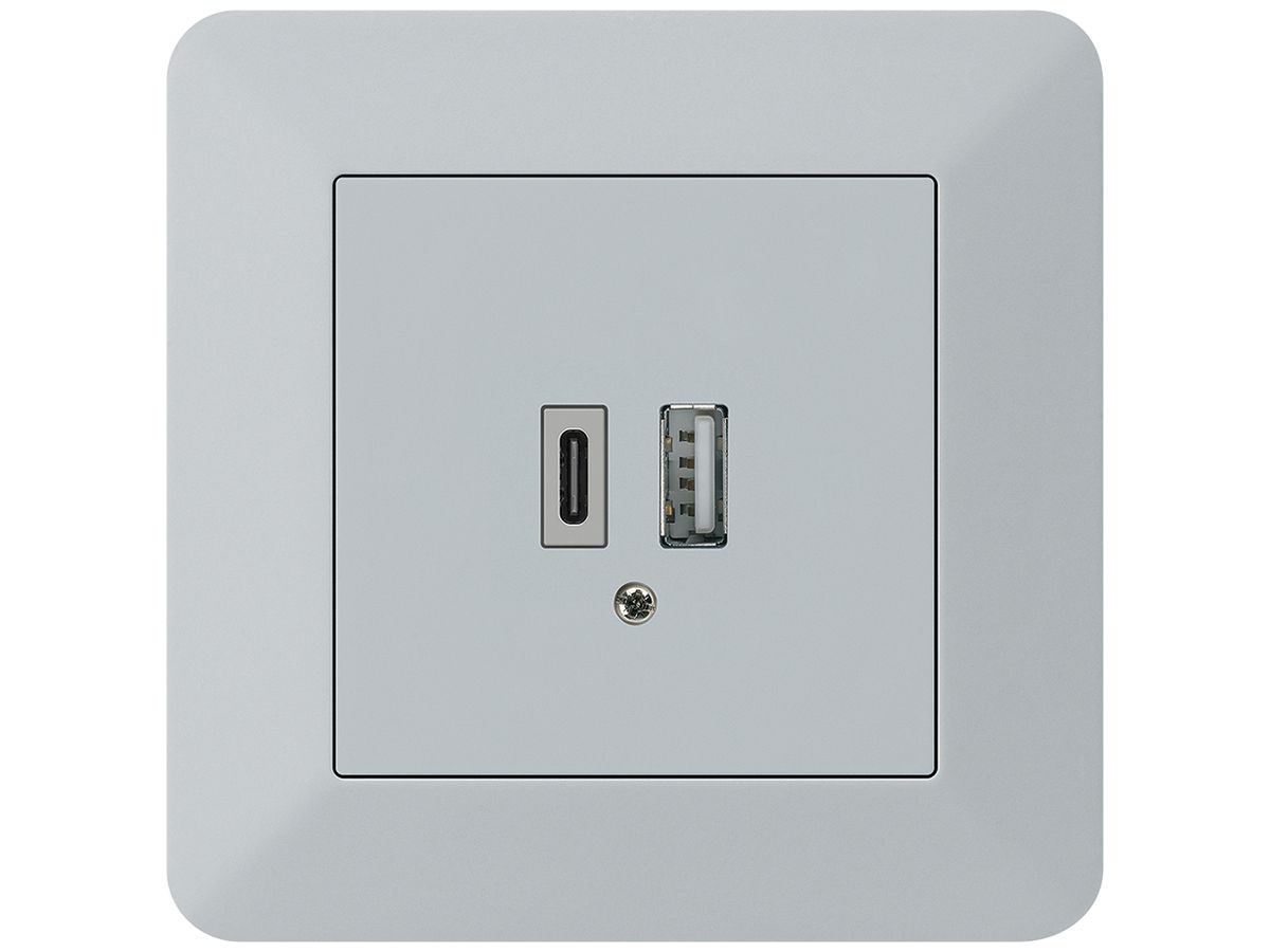 UP-USB-Ladesteckdose kallysto.trend 18W PD 1×Typ A+1×Typ C hellgrau