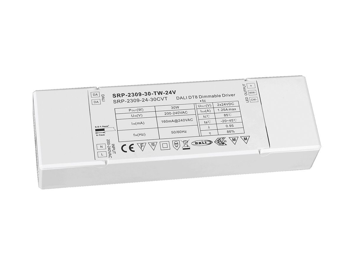 LED-Betriebsgerät SUNRICHER SRP-2309 0…30W 24V 0…1250mA DALI DIM