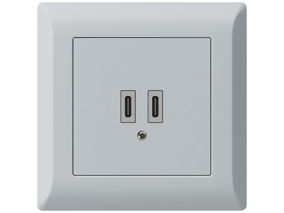UP-USB-Ladesteckdose Hager kallysto.line C-C 20W 5V 92×92mm grau