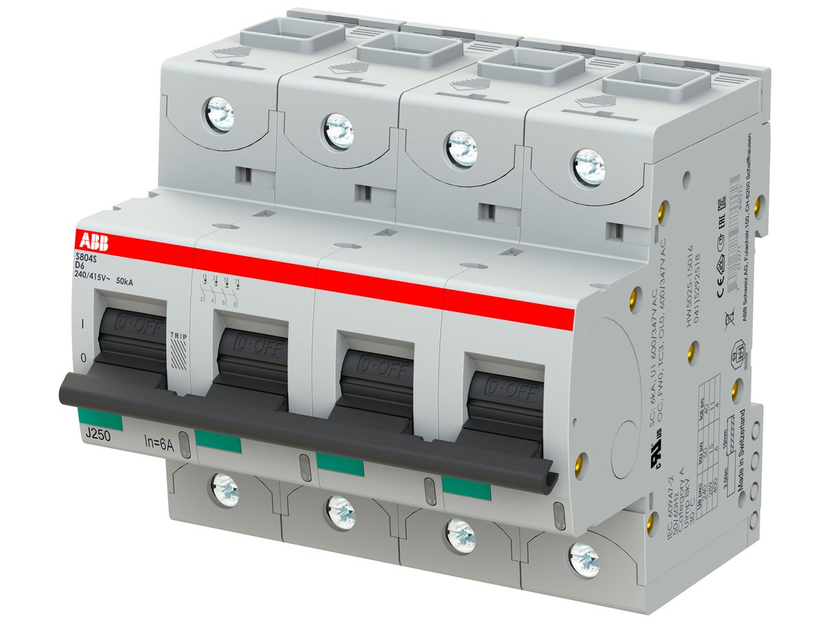 Leitungsschutzschalter ABB S804S-D6 4P 400V D-6A 50kA 6TE