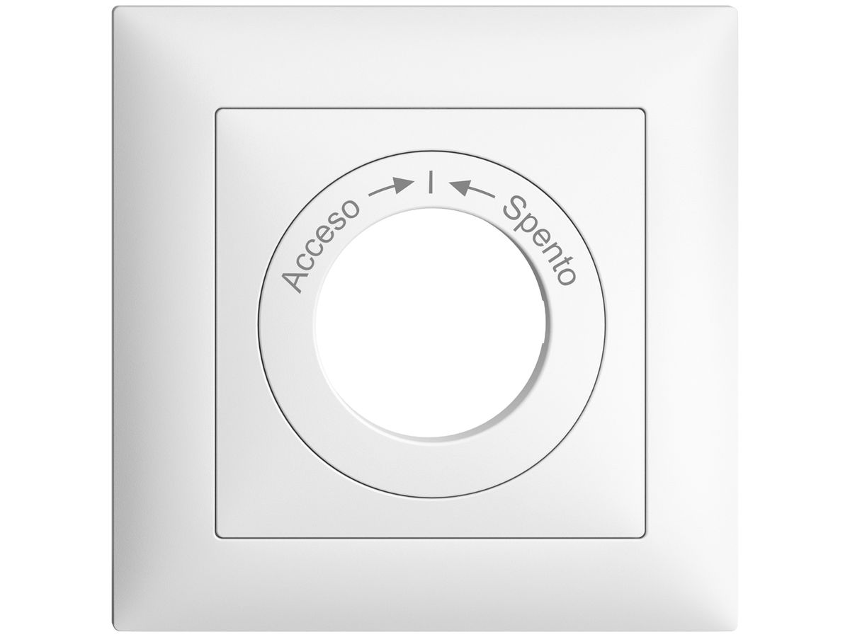 Frontset Acceso->I<-Spento EDIZIOdue weiss 88×88mm für Schlüsselschalter