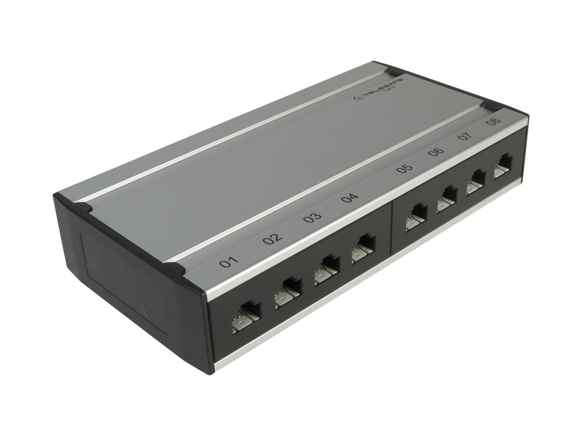 Patch box mini 8×RJ45 Kat.6 UTP, aluminiumgrau, ungeschirmt