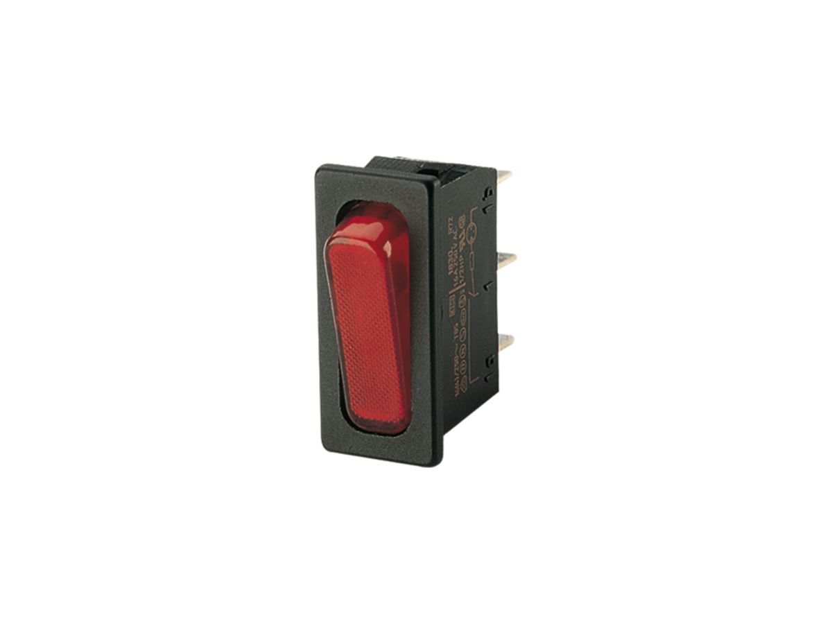 EB-Leuchtwippenschalter Novitronic, 20A/250V 0/1L, Taste rot, schwarz