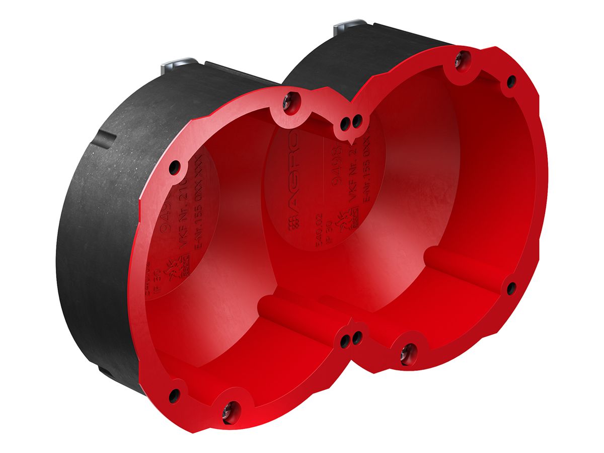 Hohlwanddose AGRO 90 2×1 Quickbox Ø83mm für Brandschutz EI30-EI90