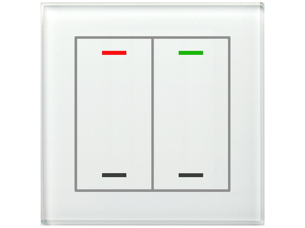 UP-Taster KNX RGBW MDT BE-GTL20W.01 2T/4B Glas weiss "neutral"