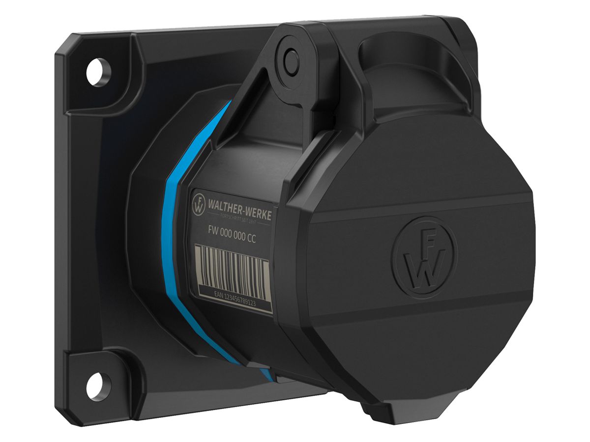 EB-Steckdose CEE NEO 3P 16A 200…250V 6h blau IP54 schraublose Klemme 75×75mm