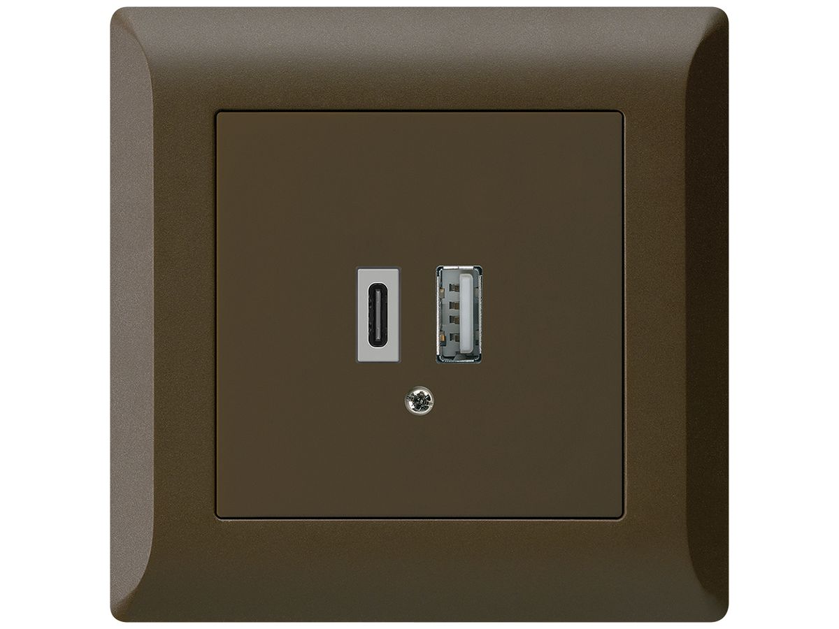 UP-USB-Ladesteckdose kallysto.line 18W PD 1×Typ A+1×Typ C braun