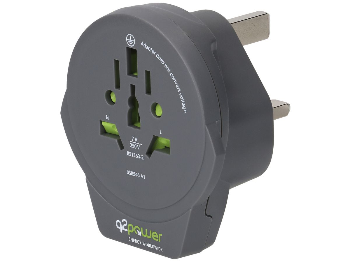 Übergangsstecker MH q2power WORLD to UK 1×USB