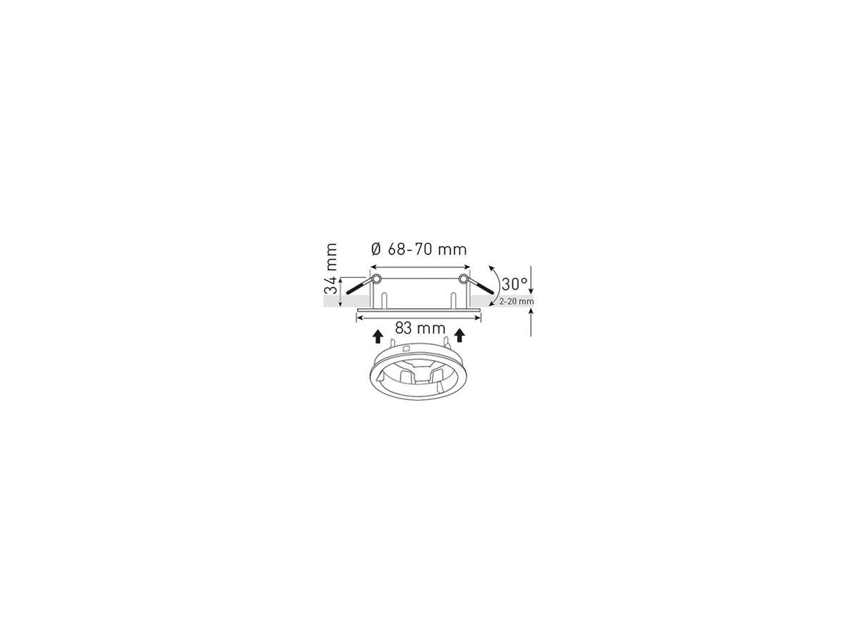 EB-Spot MAX HAURI maxLUCE GU10 Loch-Ø68mm mit Spannfedern chrom