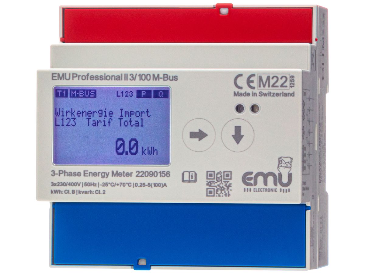 REG-Energiezähler EMU Professional II 3×100A direkt MID S0 M-Bus