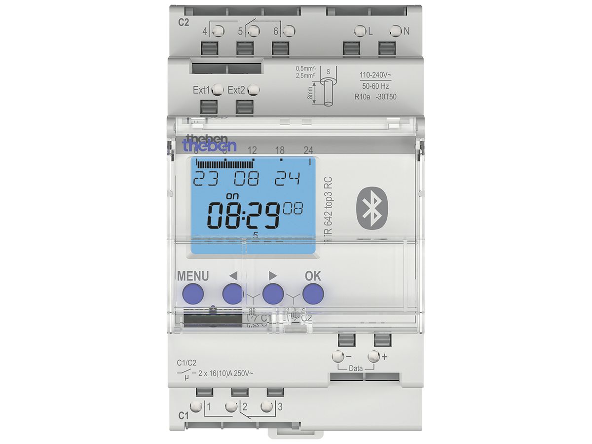 REG-Schaltuhr digital Theben TR 642 110…230V 16A Jahresprogramm 2-Kanal