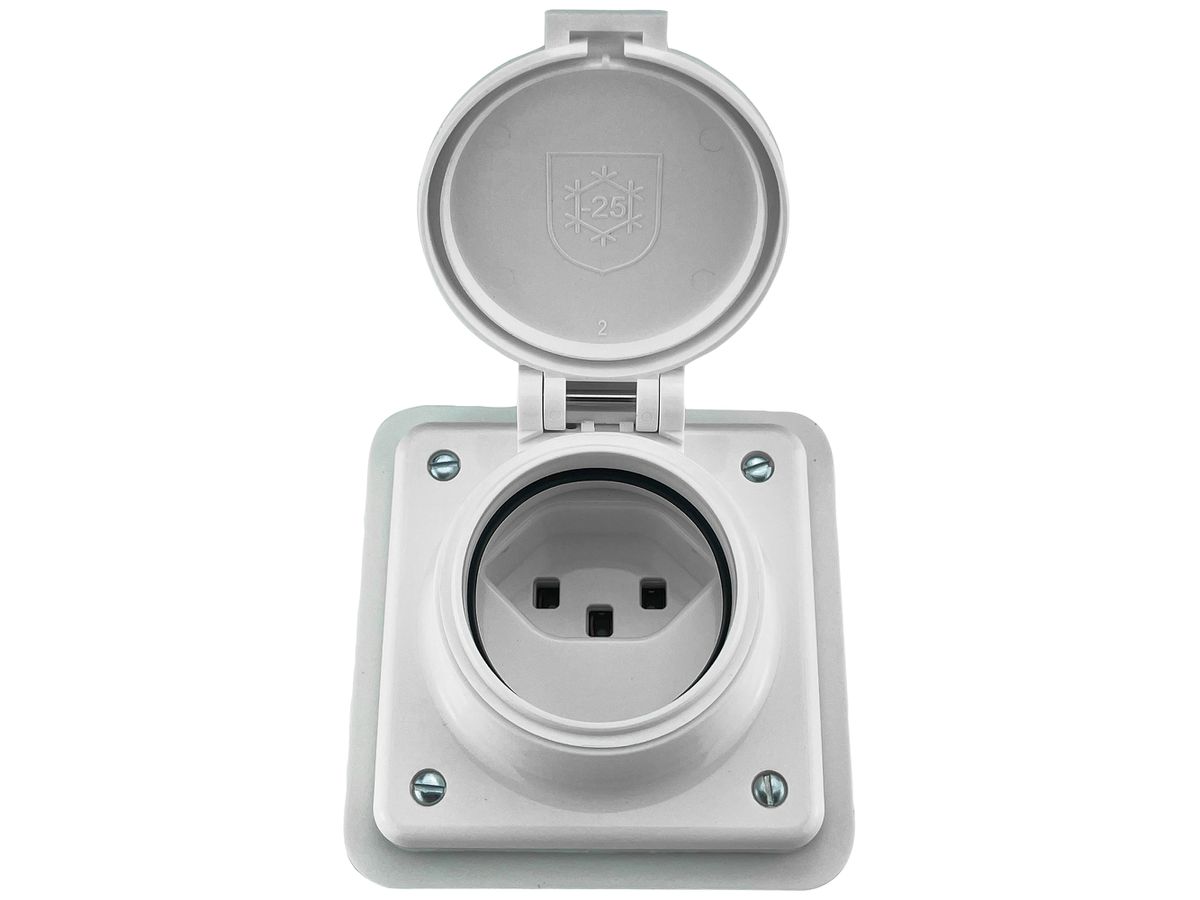 UP-Steckdose Electro-Mica 1×T23 16A 250V IP55 mit Deckel weiss
