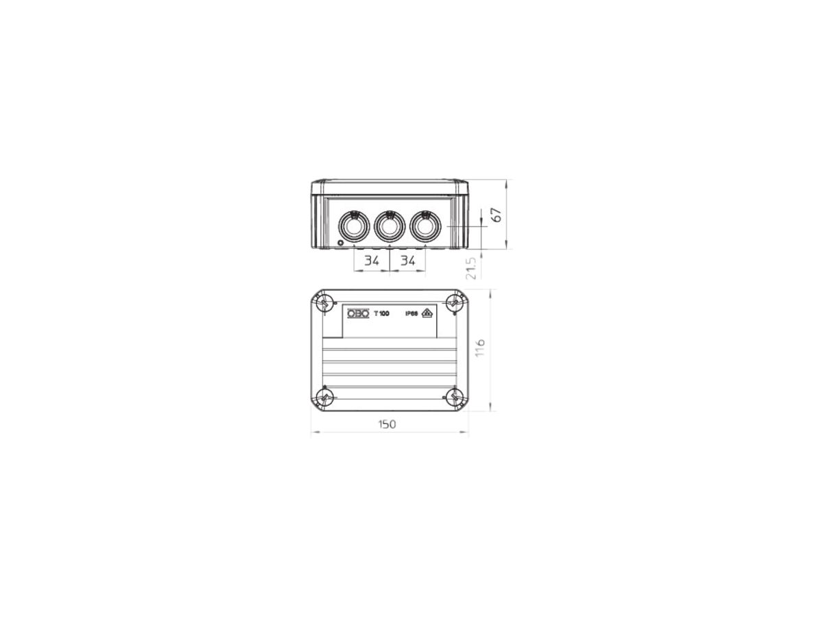 Kabelabzweigkasten T100 Bettermann reinweiss, halogenfrei IP55-IP66