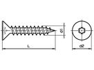 Senkkopf-Spanplattenschraube Ferronorm T25 4.5×35mm verzinkt ohne Schaft