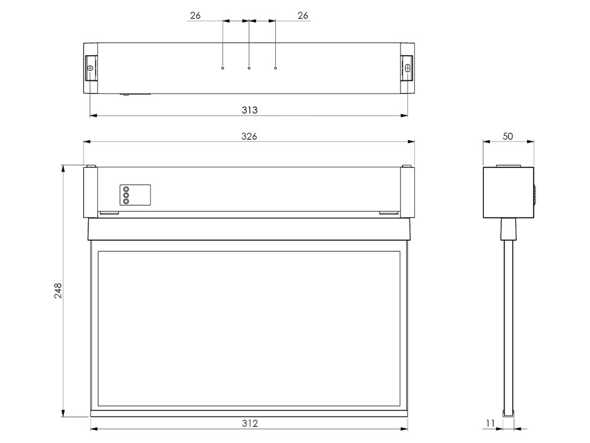 LED-Rettungszeichenleuchte AWKAX-U-401-AT 4.5W 1h 326×248×50mm