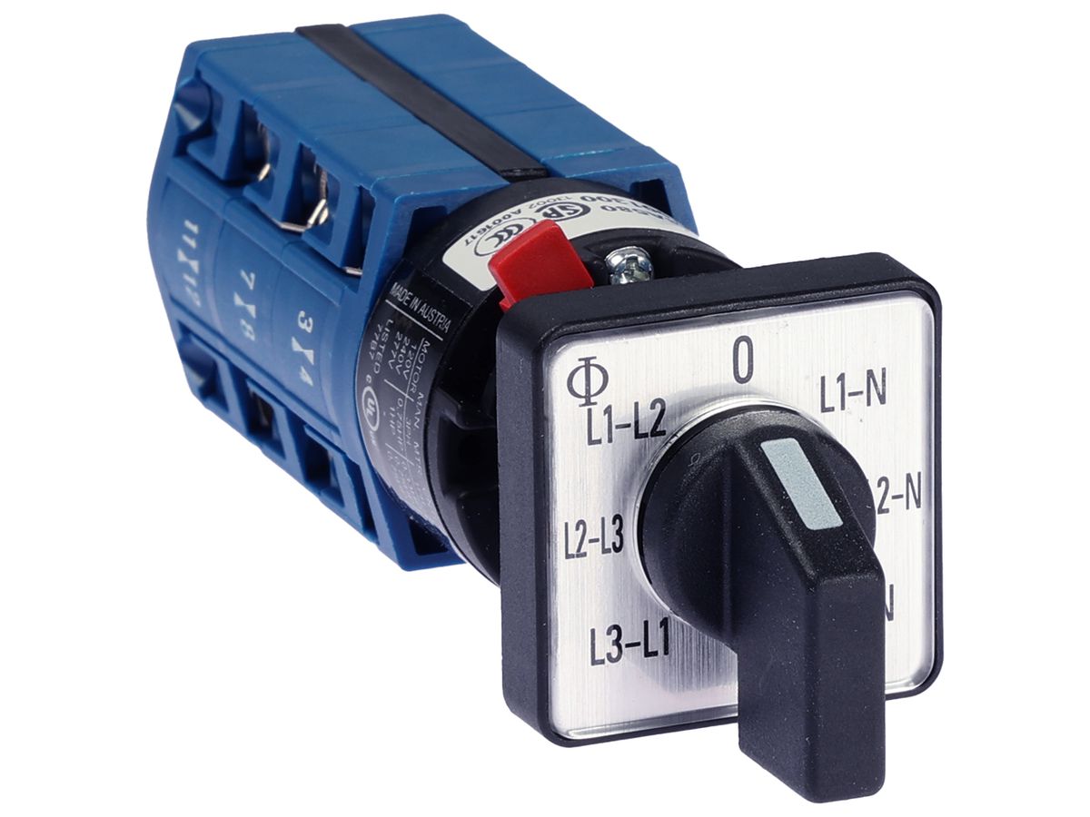 EB-Voltmeter-Umschalter K&N CG4.A007.FS2, 20A/400V 3L 30×30mm