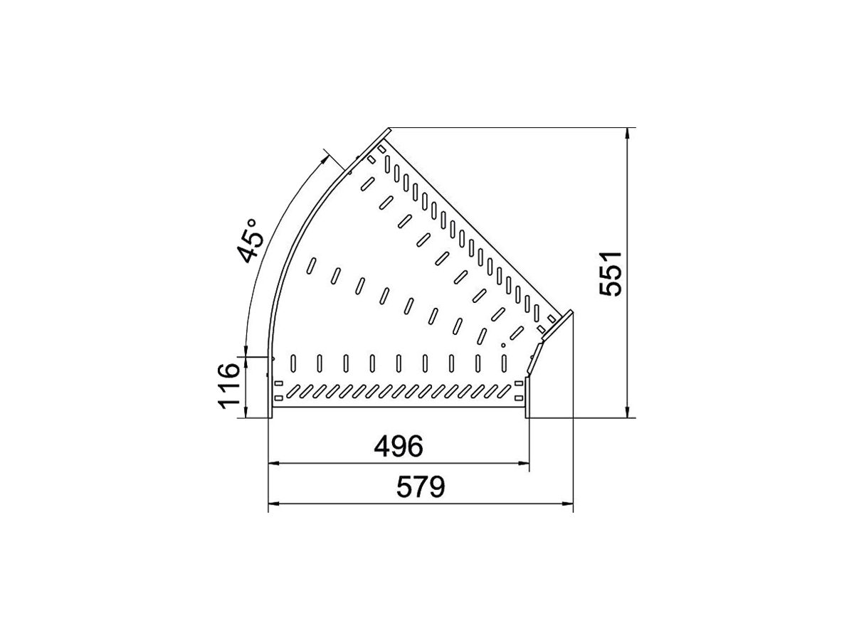 Bogen BET RB 45° 110×500mm Stahl bandverzinkt