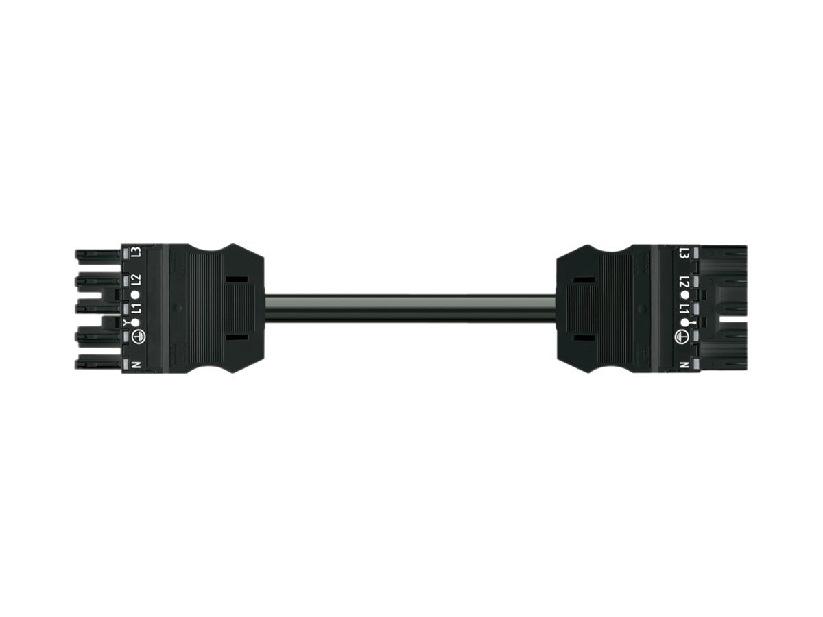 Verbindungsleitung MIDI 5×1.5mm² 16A 400V 3m Cod.A Buchse-Stecker schwarz Cca