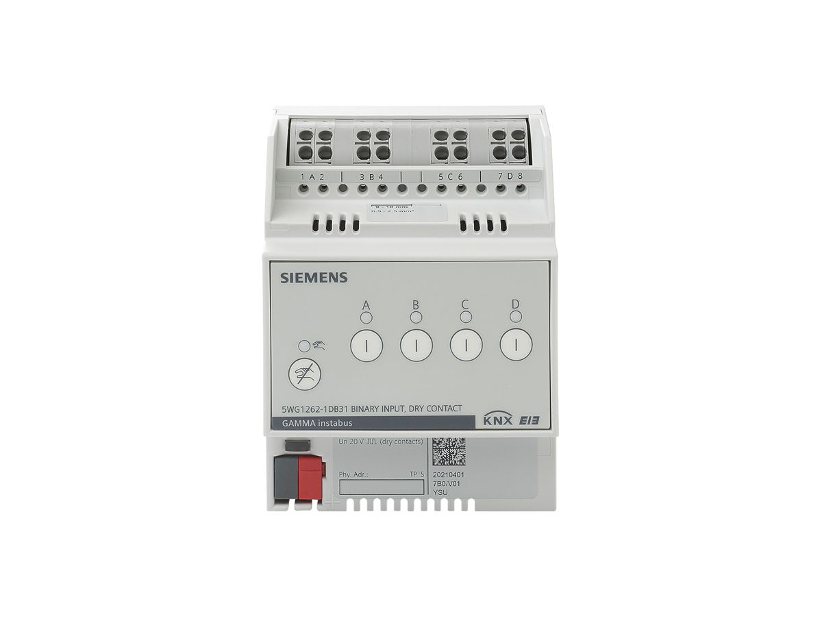 REG-KNX-Binäreingang Siemens N 262D31, 4-fach, für potentialfreie Kontakte