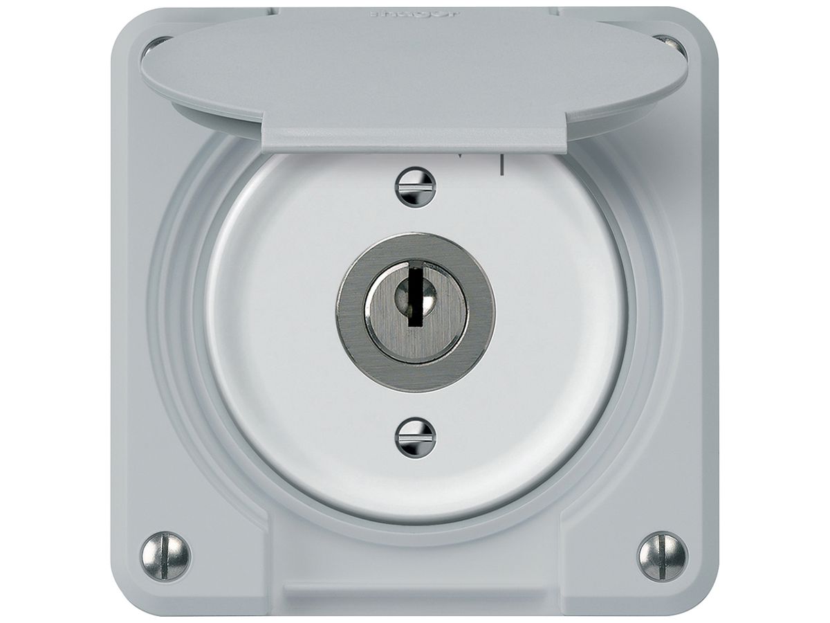 UP-Schlüsselschwenktaster robusto 2P 2NO 20A 250V 86×86mm grau